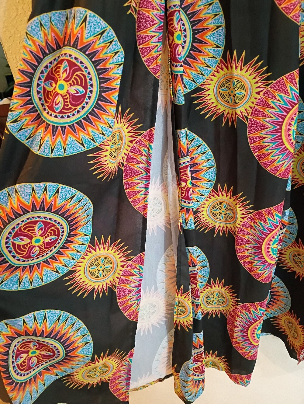 D'IYANU wide-leg pants, vibrant, sunburst, Flowy W/Pockets Front Splits XL TALL - Picture 3 of 5